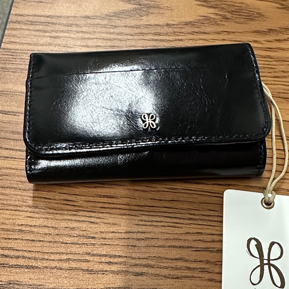 HOBO Black Leather Tri-Fold Wallet